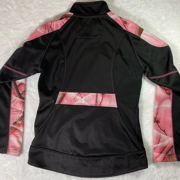 Huntworth Women’s Pink Camo Full-Zip Performance Track Jacket Size Medium - Picture 2 of 9